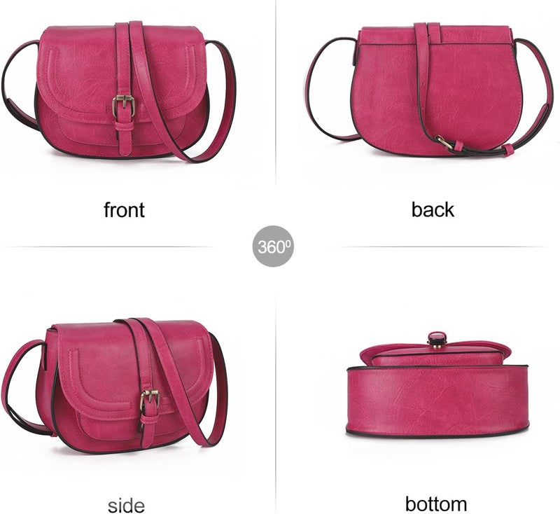 AFKOMST Crossbody Bags for Women,Small Saddle Purse and Boho Cross Body Handbags,Vegan Leather - Image 3